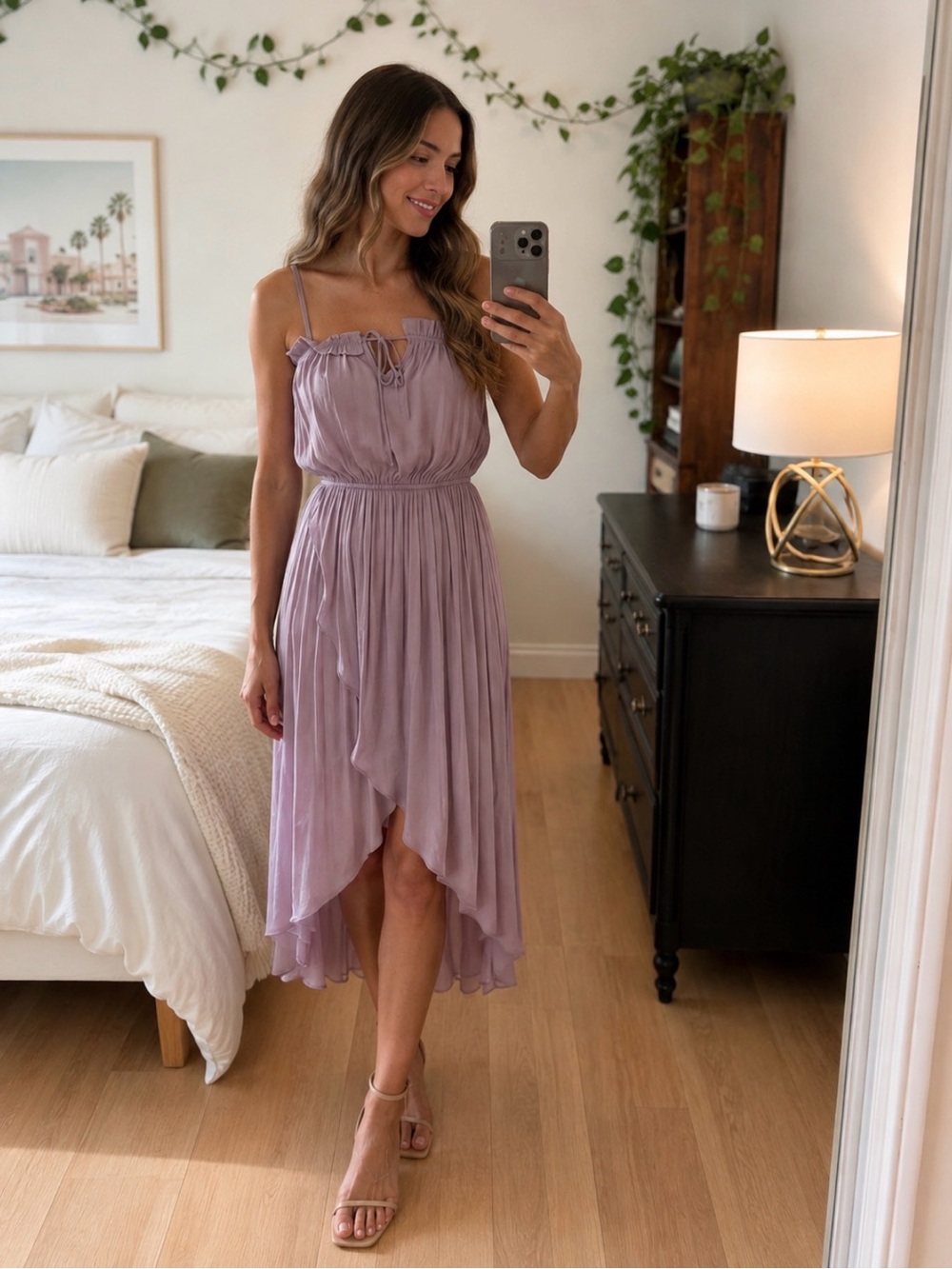 Forever 21 Lilac High-Low Spaghetti Strap Midi Dress